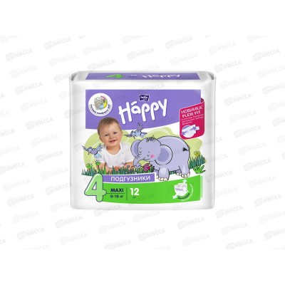 БЕЛЛА Happy Макси подгузники 12шт (8-18кг) *12 БЕЛЛА Happy Макси подгузники 12шт (8-18кг) *12