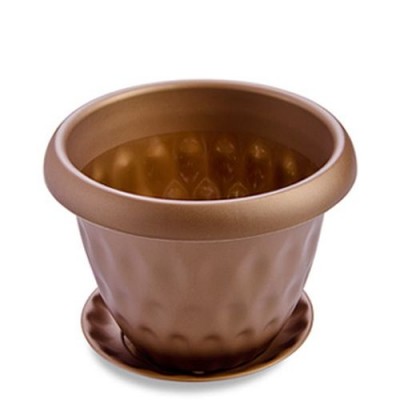 Горшок для растений Розетта золотой с поддоном 0,9л Д140 С125ЗОЛ *36 Горшок для растений Розетта золотой с поддоном 0,9л Д140 С125ЗОЛ *36