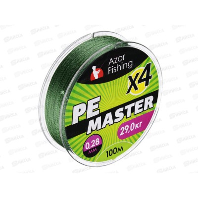 Леска AZOR плетеная пэт PE 28,4кг, 0,3мм, зеленая 144-026   г