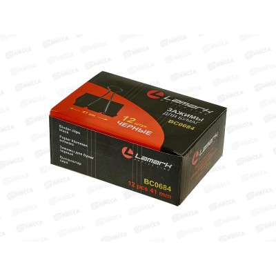 Зажим для бумаг LAMARK черный, картонная упаковка, BC0684 41мм 12шт  *120