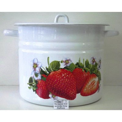 Кастрюля 9,0л цилиндрическая декорированная Клубника садовая с петлей С1622*59  *2