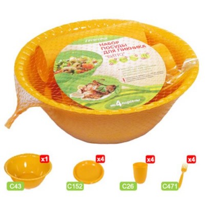 Набор посуды для пикника "Витто" на 4 персоны С67 ассортимент *18 Набор посуды для пикника "Витто" на 4 персоны С67 ассортимент *18