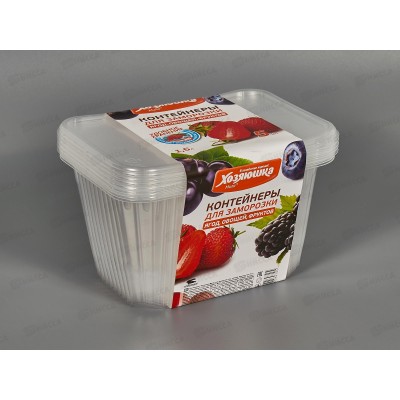 Контейнеры одноразовые Хозяюшка для заморозки ягод,овощей,фруктов 1,5л 5шт *18 Контейнеры одноразовые Хозяюшка для заморозки ягод,овощей,фруктов 1,5л 5шт *18