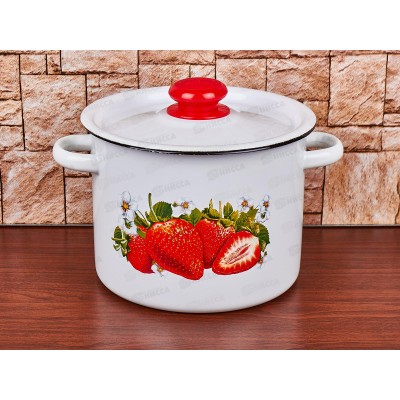 Кастрюля 3,5л цилиндрическая декорированная с пластиковой кнопкой С1612.3 *4