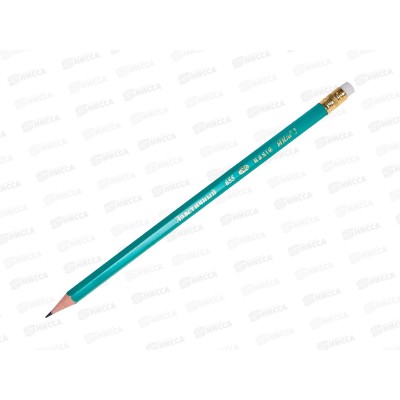 Карандаш чернографитный с ластиком  BASIR зеленый корпус MC-655 *12/72/2880