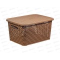 Ящик РОТАНГ с крышкой 280*185*126 бежевый ротанг М2372 *12 Ящик РОТАНГ с крышкой 280*185*126 бежевый ротанг М2372 *12