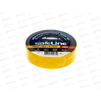 Изолента SAFELINE 19мм, 20м желтая *10/200
