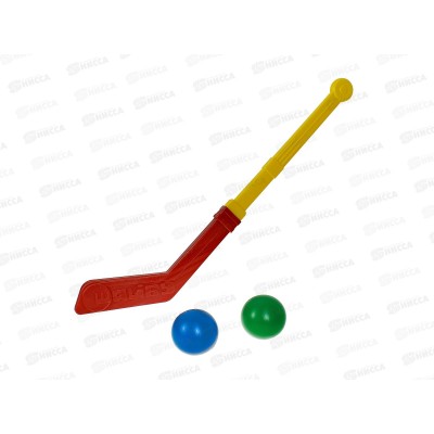 Клюшка с двумя мячами 0280 в сетке