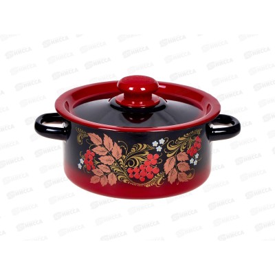 Кастрюля 2,0л цилиндрическая декорированная красно-черная С1610.38 *8
