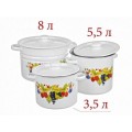 Набор №17 Ягодный чай N17B02 3 предмета (3,5л и 5,5л и 8,0л) белый с декором *1 Набор №17 Ягодный чай N17B02 3 предмета (3,5л и 5,5л и 8,0л) белый с декором *1