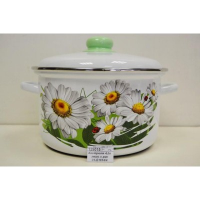 Кастрюля 4,0л эмалированная с рисунком 01-Б1614/4 Ромашковое поле *4