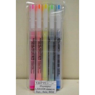 Маркеры LAMARK текстовые  5 цветов , 4мм, 0098 *24/288 Маркеры LAMARK текстовые  5 цветов , 4мм, 0098 *24/288