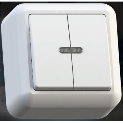 Выключатель открытой установки А510-387 2-х клавишный с подсветкой, Оптима, 387 *80 Выключатель открытой установки А510-387 2-х клавишный с подсветкой, Оптима, 387 *80