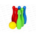 Кегли 6 штук + 1 маленький мяч (сетка) И-1627 *24