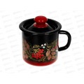 Кружка 1,0л с крышкой декорированная красно-черная С0207.38 *8 Кружка 1,0л с крышкой декорированная красно-черная С0207.38 *8