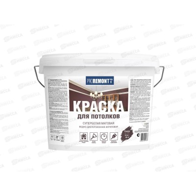Краска для потолков PROREMONTT супербелая 14кг ЛАКРА *44 Краска для потолков PROREMONTT супербелая 14кг ЛАКРА *44