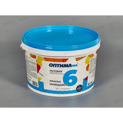 Краска моющаяся для стен и потолков Оптималка-6 2,8кг *4