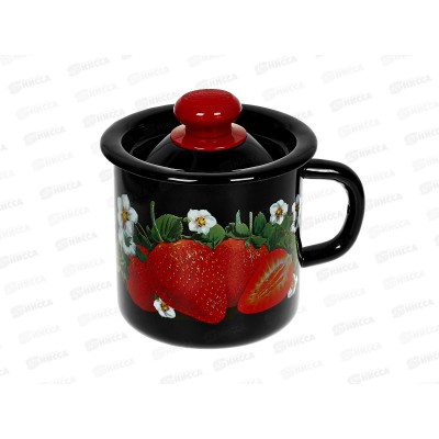 Кружка 1,0л с крышкой декорированная черная С0207.36 *8 Кружка 1,0л с крышкой декорированная черная С0207.36 *8