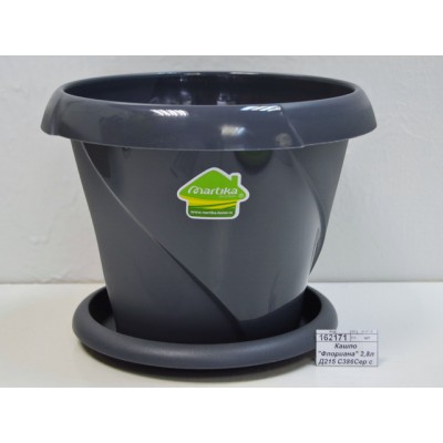 Кашпо &quotФлориана&quot 2,8л Д215 С386 Серый  с поддоном *24