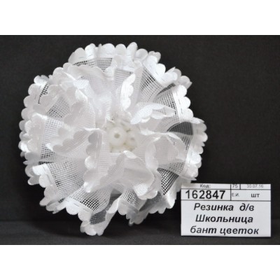 Резинка  для волос Школьница бант цветок жемчужный d-8см 1366291