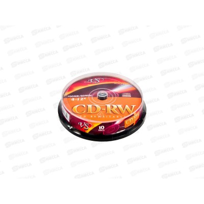 Компакт-диск CD-RW VS, 700Mb, 4-12x, cake *10/200 Компакт-диск CD-RW VS, 700Mb, 4-12x, cake *10/200