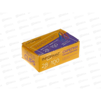 Скрепки inФОРМАТ цветные, 100шт 28мм, SC28-100K *108
