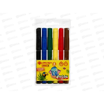 Фломастеры 6 цветов Каляка-Маляка, толстые, на блистере , ФТКМ06 *24/192 Фломастеры 6 цветов Каляка-Маляка, толстые, на блистере , ФТКМ06 *24/192