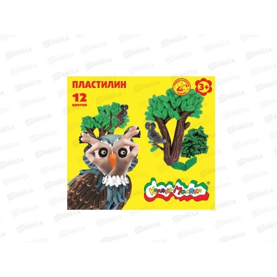 Пластилин 12 цветов 180 грамм Каляка-Маляка со стеком, ПКМ12 *32 Пластилин 12 цветов 180 грамм Каляка-Маляка со стеком, ПКМ12 *32