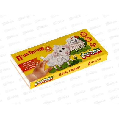 Пластилин  6 цветов  90 грамм Каляка-Маляка со стеком, ПКМ06 *30