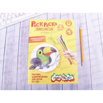 Раскраска Каляка-Маляка А4 Птицы, РКМ08-ПТ *25 Раскраска Каляка-Маляка А4 Птицы, РКМ08-ПТ *25