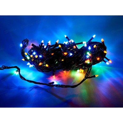 Гирлянда 9,3м электрическая, новогодняя 100 диодов, черный провод, разноцв., 220В, 50Гц, AL-3725-2 *100