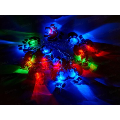 Гирлянда электрическая, новогодняя 2,5 м. LED элементы &quotДед Мороз&quot, 16 элементов, прозрач. провод, разноцв., 220В, 50Гц, AL-3756 *100