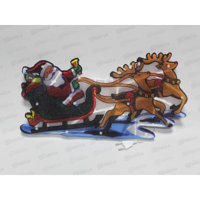 Гирлянда электрическая, новогодняя панно 43см., &quotДед Мороз на санях&quot, LED диоды, белый провод, лунный цв., 220В, 50Гц, AL-8011 *50