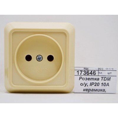 Розетка TDM о/у, IP20 10А керамика, сл.кость, &quotЛадога&quot, 0210 *10/200