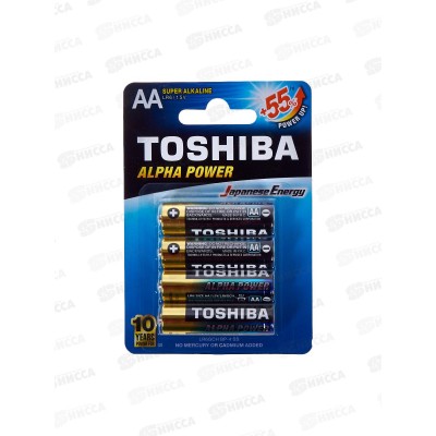 Батарейки ТОШИБА LR6 Alpha Power, BP4 *4/48/192 Батарейки ТОШИБА LR6 Alpha Power, BP4 *4/48/192