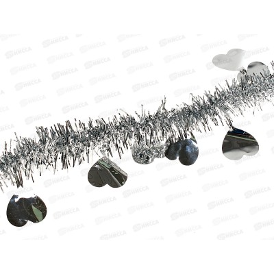 Новогоднее украшение: Мишура, 13см. х 2м., серебро, AL-3337 *400