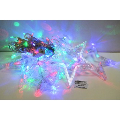 Гирлянда 3,5м, "Звёзды" 138, красно-зеленый, нить прозрачная. синий цвет, AL-3747 *2 Гирлянда 3,5м, "Звёзды" 138, красно-зеленый, нить прозрачная. синий цвет, AL-3747 *2