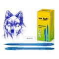 Ручка масляная MAZARI Ultra синяя, игла 1мм, цветной полупрозрачный корпус, M-5712 *50/600/1200