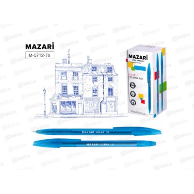Ручка мас. MAZARI Ultra синяя, игла, цв.п/пр.кор., M-5712-70 *50