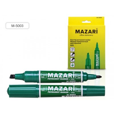 Маркер MAZARI Duo перманентный  двусторонний , 2/6мм, зеленый, M-5003 *16 Маркер MAZARI Duo перманентный  двусторонний , 2/6мм, зеленый, M-5003 *16