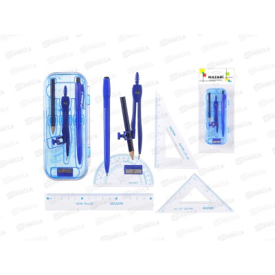 Готовальня MAZARI 8 предметов  (циркуль , 2 карандаша , 2 угольных линейки 15, транспортир , точилка), M-4502 *12/144 Готовальня MAZARI 8 предметов  (циркуль , 2 карандаша , 2 угольных линейки 15, транспортир , точилка), M-4502 *12/144