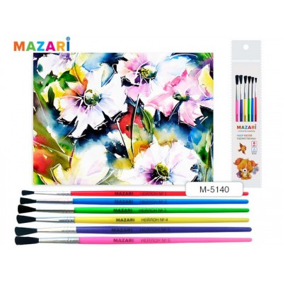 Кисти набор MAZARI 6шт. нейлон (1, 2, 3, 4, 5, 6), M-5140 *10/50 Кисти набор MAZARI 6шт. нейлон (1, 2, 3, 4, 5, 6), M-5140 *10/50