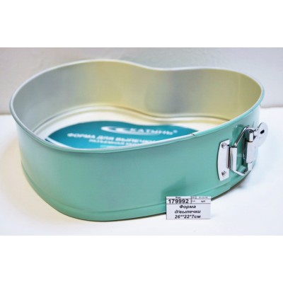 Форма для выпечки 26**22*7см СЕРДЦЕ разъемная КТ-ФВ-С26Б керамика Бирюз Форма для выпечки 26**22*7см СЕРДЦЕ разъемная КТ-ФВ-С26Б керамика Бирюз