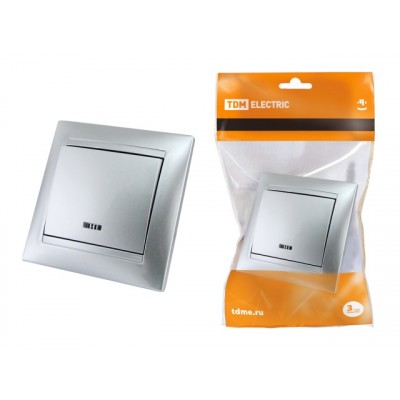 Выключатель TDM 1-клавишный открытой установки,подсветка, 10А серый металлик "Лама", 0204 *10 Выключатель TDM 1-клавишный открытой установки,подсветка, 10А серый металлик "Лама", 0204 *10