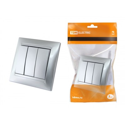 Выключатель TDM 3-клавишный открытой установки,10А серый металлик "Лама", 0203 *10 Выключатель TDM 3-клавишный открытой установки,10А серый металлик "Лама", 0203 *10