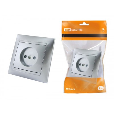 Розетка TDM cкрытой установки, 10А с защитными шторками, серый металлик, &quotЛама&quot, 0210 *10
