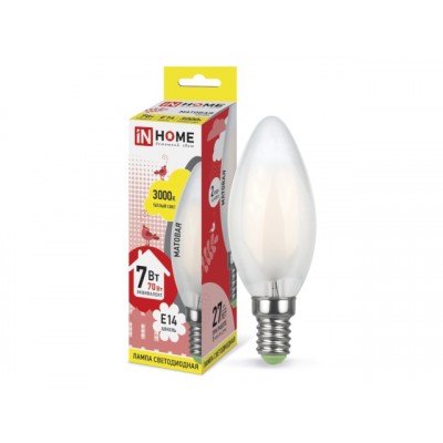 Лампа светодиодная IN HOME LED-Свеча-deco 7Вт E14 4000К 450Лм *50