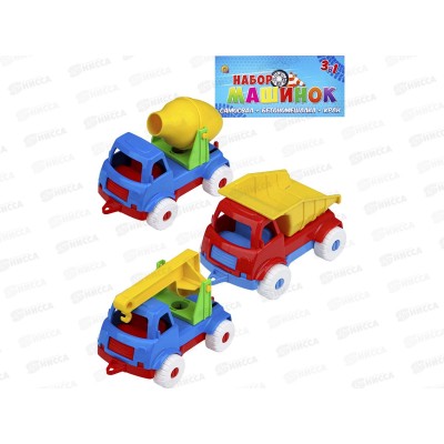 Набор машинок №4 (3 в 1) Самосвал + Бетономешалка + Кран И-5680 *12 Набор машинок №4 (3 в 1) Самосвал + Бетономешалка + Кран И-5680 *12