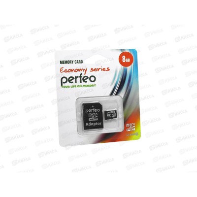 Карта памяти PERFEO microSD   8Gb (class10) с адаптером