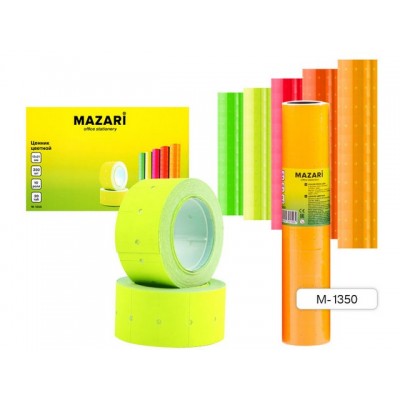 Ценник MAZARI 12*21 350 шт в рулоне, цветной, М-1350 *10/200/800